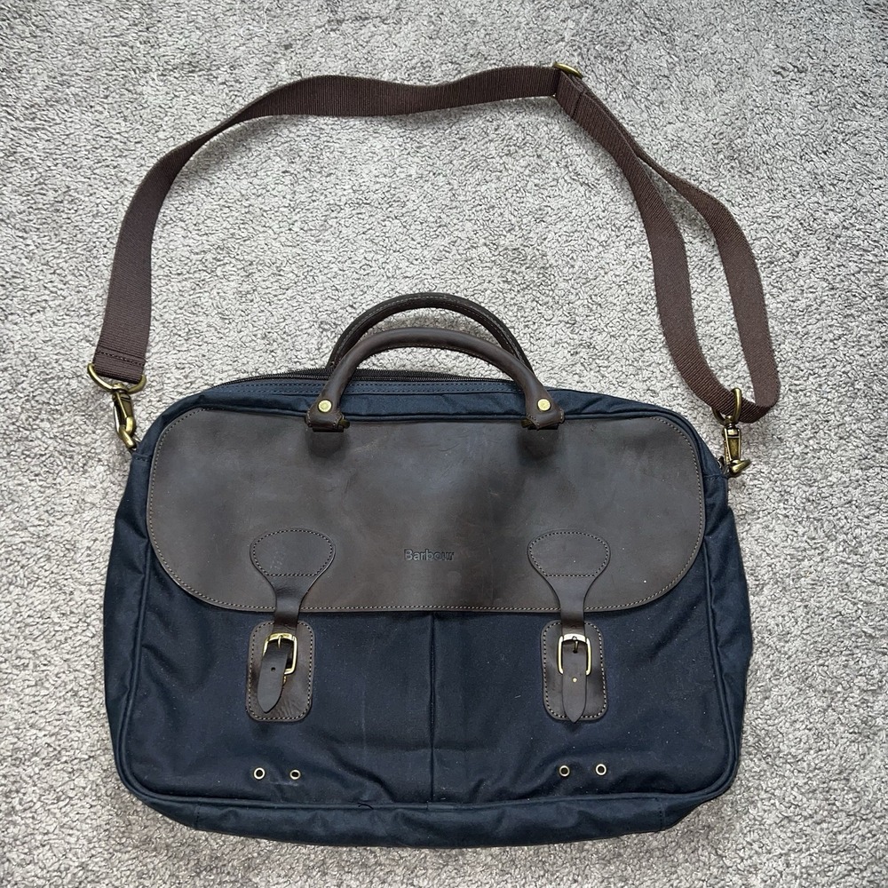 Barbour Wax Leather Briefcase Brown 17" X 12"